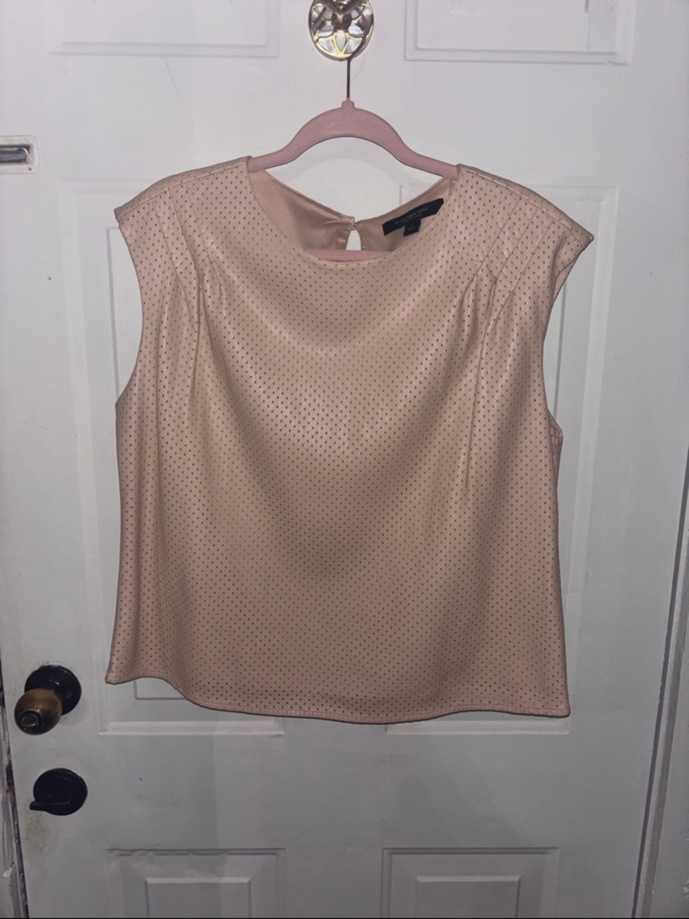 Marc New York Pink Perforated Cap-Sleeve Shell